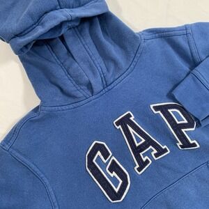 Gap Kids Boy's Baltic Blue Logo‎ Hoodie XS 4-5 Fleece Pullover Kangaroo Pocket